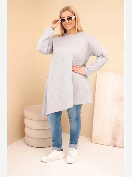 Dámska sukňa Plus Size z viskózy s voľným strihom a dlhým rukávom šedá