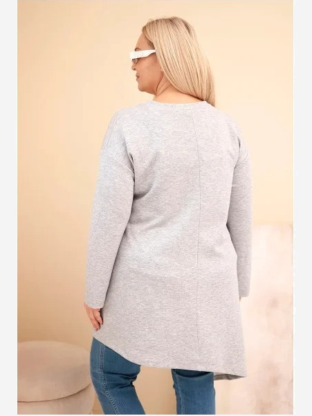 Dámska sukňa Plus Size z viskózy s voľným strihom a dlhým rukávom šedá