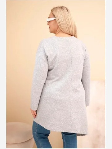 Dámska sukňa Plus Size z viskózy s voľným strihom a dlhým rukávom šedá