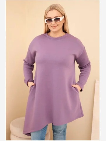 Dámska sukňa Plus Size z viskózy s voľným strihom a dlhým rukávom fialová