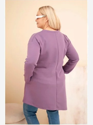 Dámska sukňa Plus Size z viskózy s voľným strihom a dlhým rukávom fialová