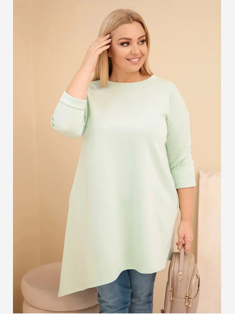 Dámska sukňa Plus Size z viskózy s voľným strihom a dlhým rukávom mätová