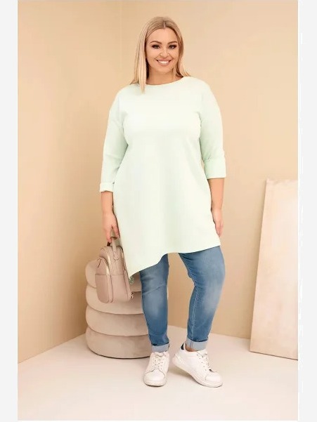 Dámska sukňa Plus Size z viskózy s voľným strihom a dlhým rukávom mätová
