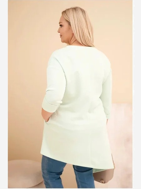 Dámska sukňa Plus Size z viskózy s voľným strihom a dlhým rukávom mätová