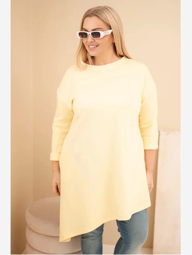 Dámska sukňa Plus Size z viskózy s voľným strihom a dlhým rukávom žltá