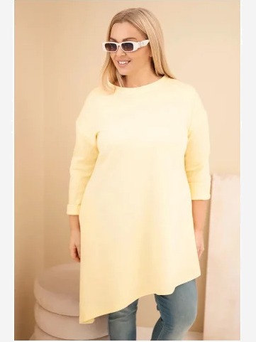 Dámska sukňa Plus Size z viskózy s voľným strihom a dlhým rukávom žltá