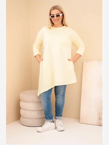 Dámska sukňa Plus Size z viskózy s voľným strihom a dlhým rukávom žltá