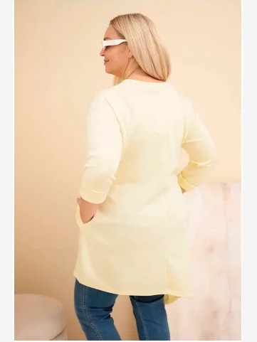 Dámska sukňa Plus Size z viskózy s voľným strihom a dlhým rukávom žltá