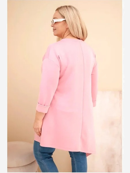 Dámska sukňa Plus Size z viskózy s voľným strihom a dlhým rukávom tmavý pudrový ruž