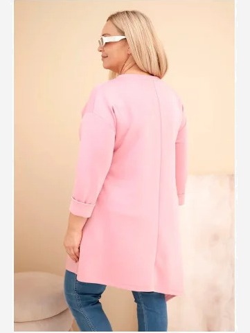 Dámska sukňa Plus Size z viskózy s voľným strihom a dlhým rukávom tmavý pudrový ruž
