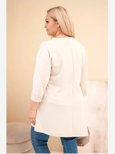 Dámska sukňa Plus Size z viskózy s voľným strihom a dlhým rukávom béžová