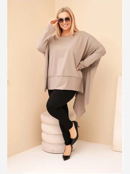 Dámska tunika Plus Size z bavlny s asymetrickým spodkom fango