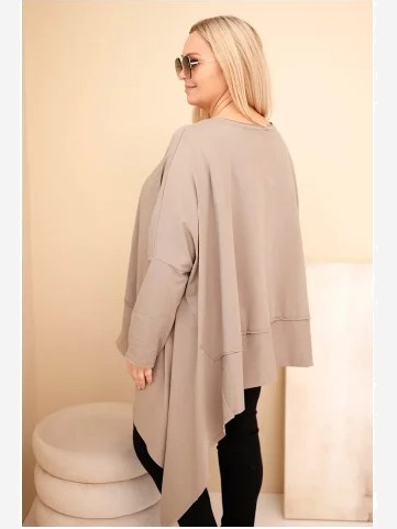 Dámska tunika Plus Size z bavlny s asymetrickým spodkom fango