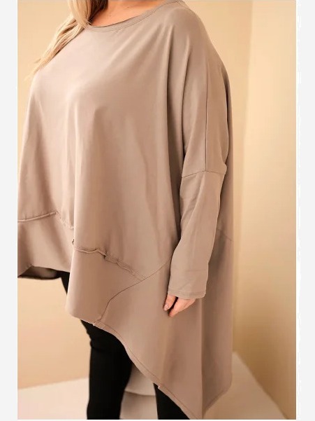 Dámska tunika Plus Size z bavlny s asymetrickým spodkom fango