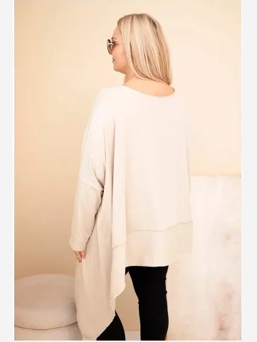 Dámska tunika Plus Size z bavlny s asymetrickým spodkom béžová