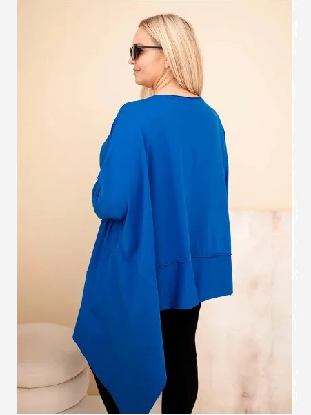 Dámska tunika Plus Size z bavlny s asymetrickým spodkom chabrová