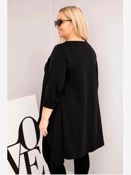 Dámska tunika Plus Size bavlnená s asymetrickým strihom čierna