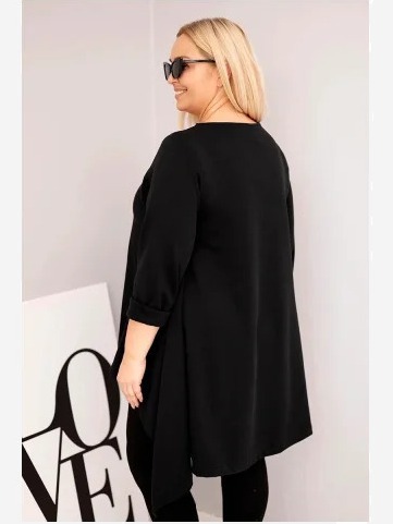Dámska tunika Plus Size bavlnená s asymetrickým strihom čierna