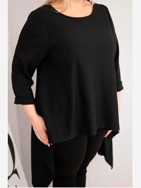 Dámska tunika Plus Size bavlnená s asymetrickým strihom čierna