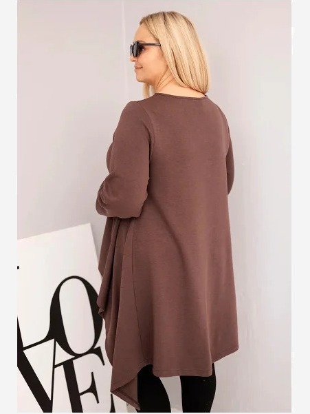 Tunika dámska Plus Size bavlnená s asymetrickým strihom hnedá
