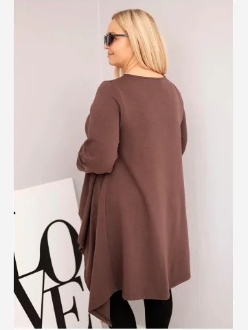 Tunika dámska Plus Size bavlnená s asymetrickým strihom hnedá