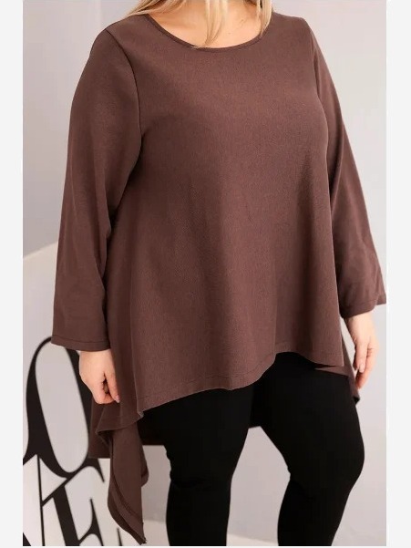 Tunika dámska Plus Size bavlnená s asymetrickým strihom hnedá