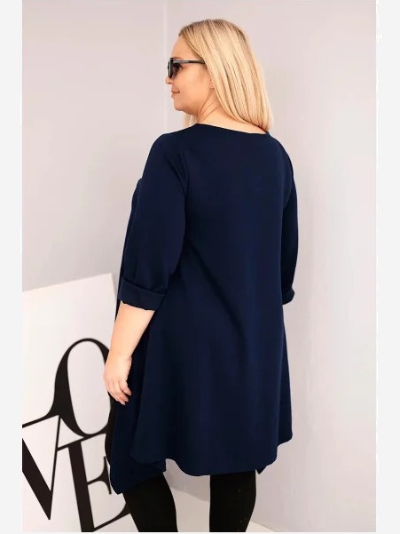 Tunika dámska Plus Size bavlnená s asymetrickým strihom modrá