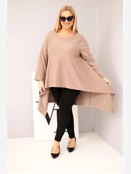 Dámska tunika Plus Size bavlnená s asymetrickým strihom fango