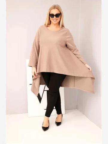 Dámska tunika Plus Size bavlnená s asymetrickým strihom fango