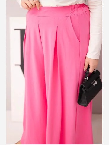 Dámske bavlnené nohavice Plus Size so širokými nohavicami a voľným strihom svetloružové