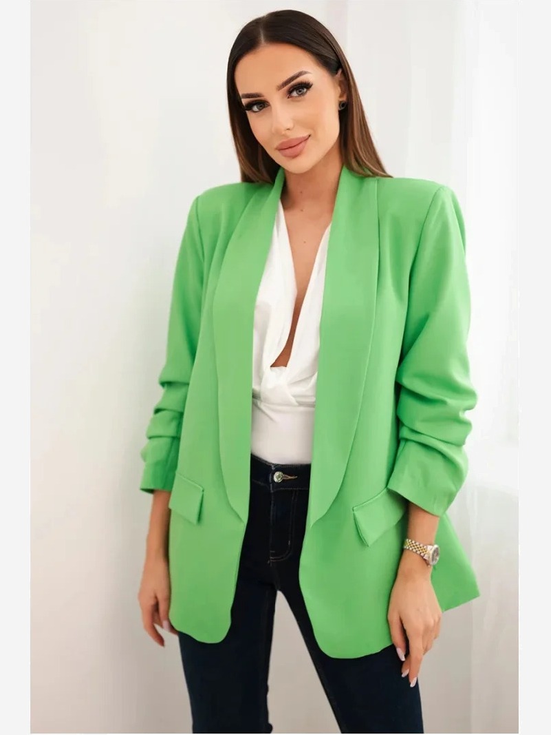 Sako s klopami elegantné zelená neón