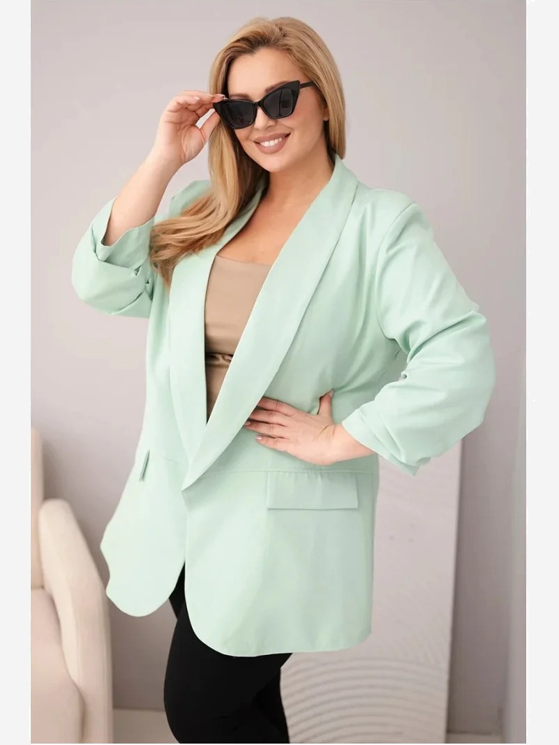 Dámska sako Plus Size elegantná mätová