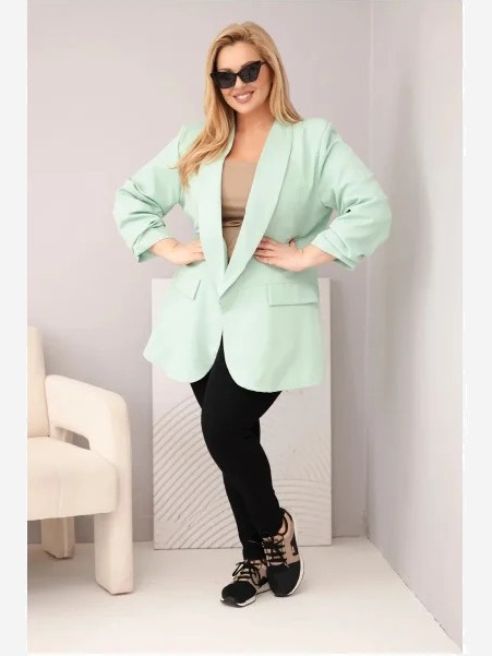 Dámska sako Plus Size elegantná mätová