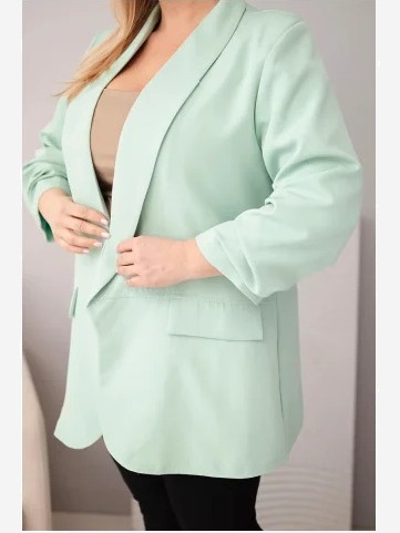 Dámska sako Plus Size elegantná mätová