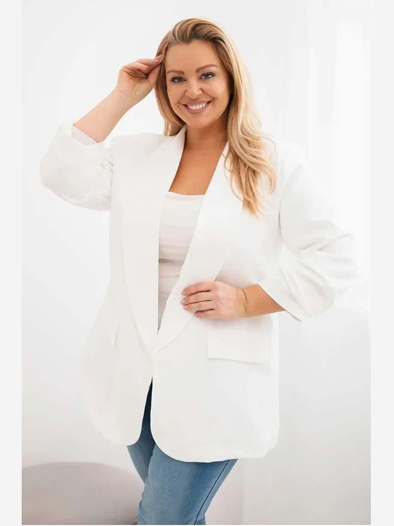 Dámska elegantná plus size sako ecru