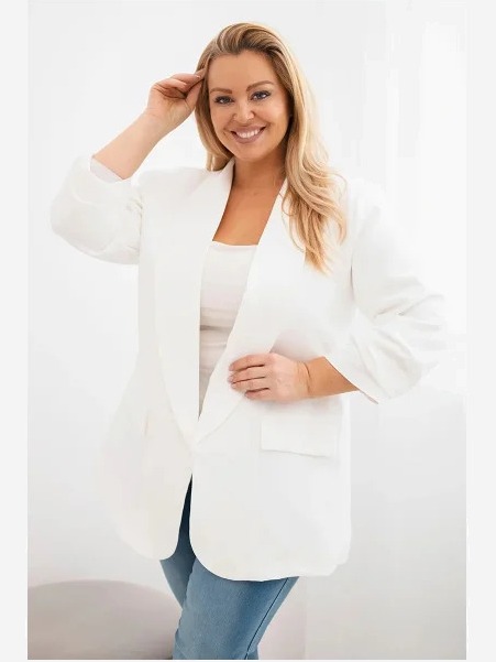 Dámska elegantná plus size sako ecru
