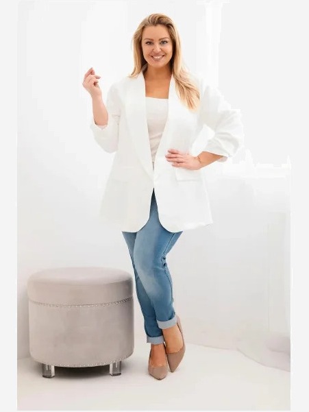 Dámska elegantná plus size sako ecru