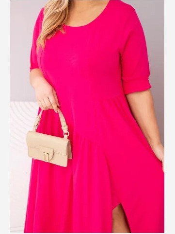 Dámska bavlnená sukňa Plus Size s asymetrickým spodkom fuchsie