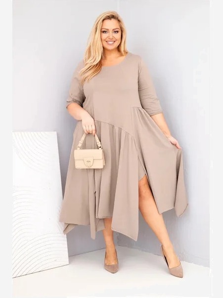 Dámska bavlnená sukňa Plus Size s asymetrickým spodkom fango