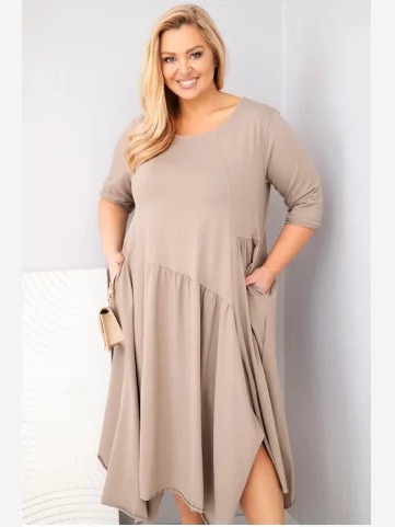 Dámska bavlnená sukňa Plus Size s asymetrickým spodkom fango