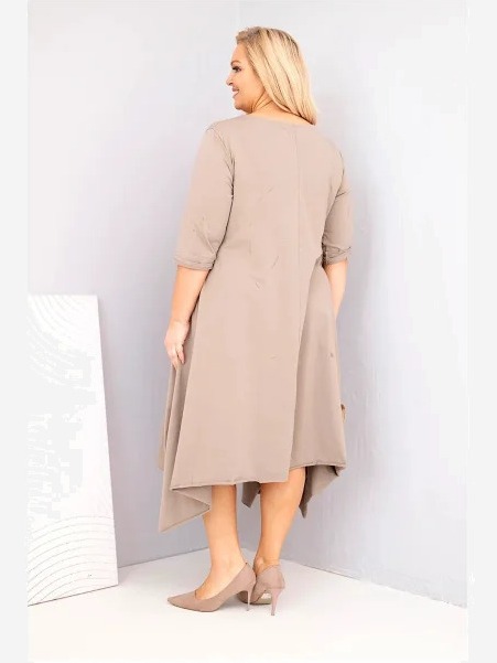 Dámska bavlnená sukňa Plus Size s asymetrickým spodkom fango