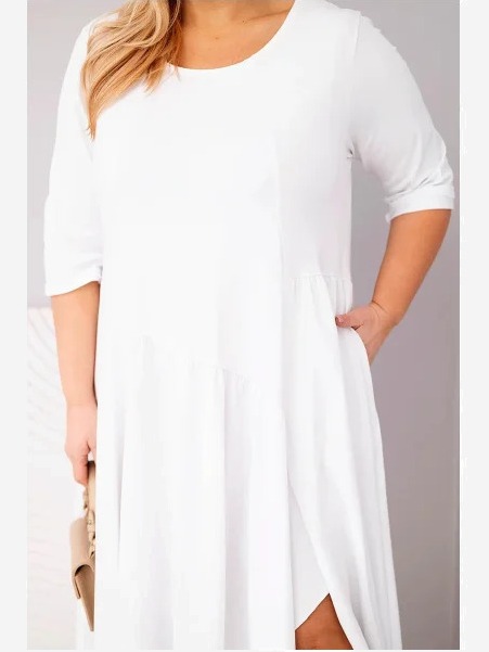 Dámska bavlnená sukňa Plus Size s asymetrickým spodkom biela