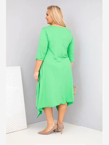 Dámska bavlnená sukňa Plus Size s asymetrickým spodkom svetlozelená