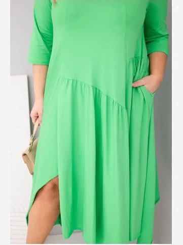 Dámska bavlnená sukňa Plus Size s asymetrickým spodkom svetlozelená