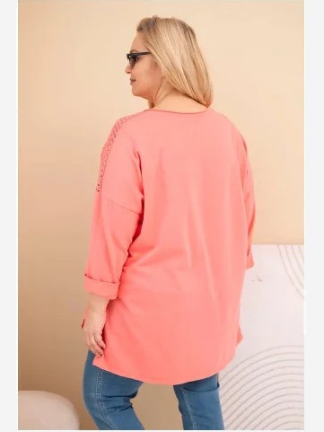 Dámska mikina Plus Size bavlnená s potlačou marhuľová