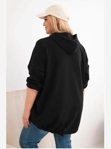 Dámska mikina Plus Size s kapucňou a potlačou čierna