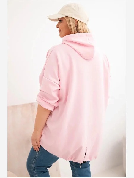 Dámska mikina Plus Size s kapucňou a potlačou cukrová ružová