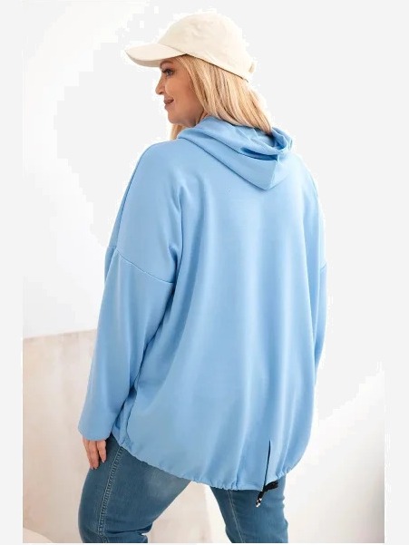 Dámska mikina Plus Size s kapucňou a potlačou modrá
