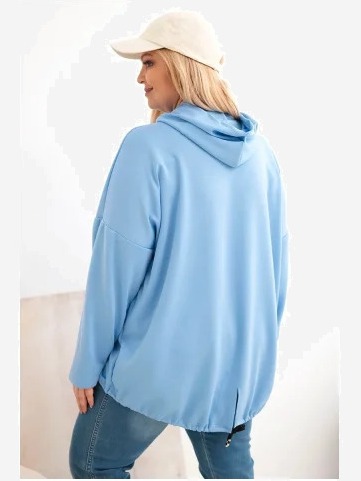 Dámska mikina Plus Size s kapucňou a potlačou modrá