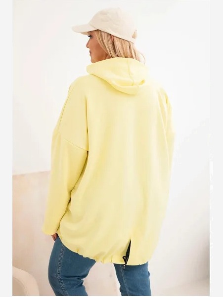 Dámska mikina Plus Size s kapucňou a potlačou žltá